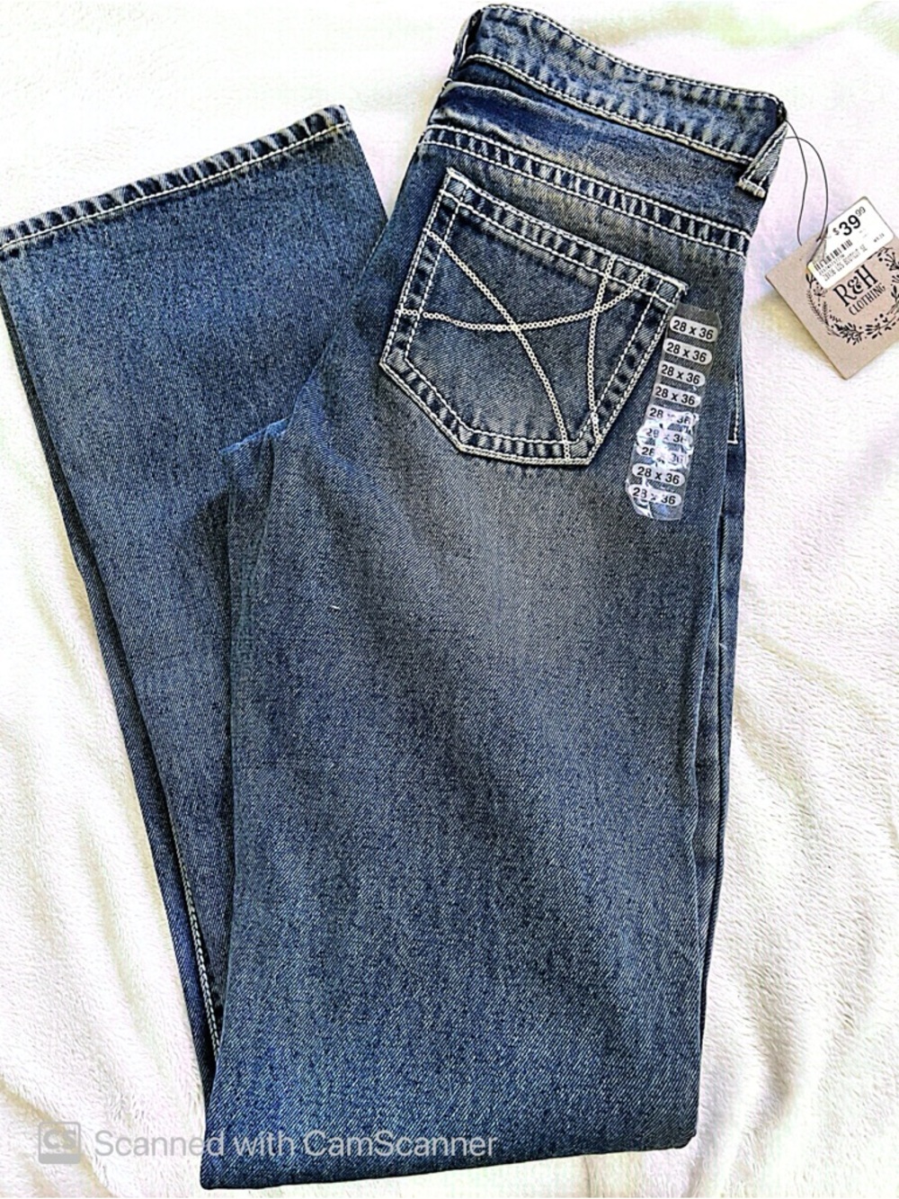 Classic Blue Denim Jeans with Back Pocket Stitching